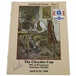 Arnold Palmer Signed 1988 The Chrysler Cup Pairings Sheet JSA ALOA