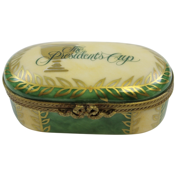 Hal Sutton's 1998 The President's Cup Porcelain Box Gifted from Jack & Barbara Nicklaus 