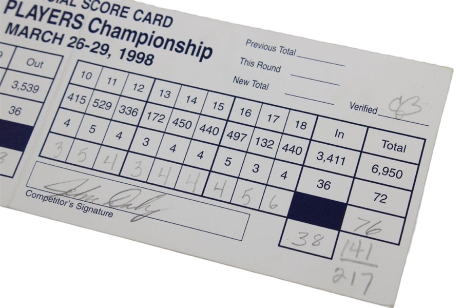 John Daly & Champion Justin Leonard Signed 1998 The Players Official Scorecard JSA ALOA