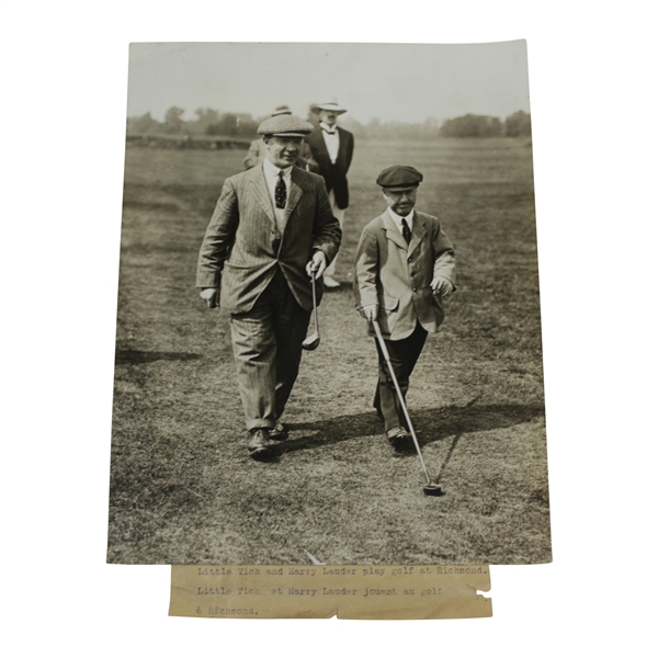 Little Tich & Harry Lauder Play Golf at Richmond Daily Mirror Press 'Walking' Photo - Victor Forbin Collection