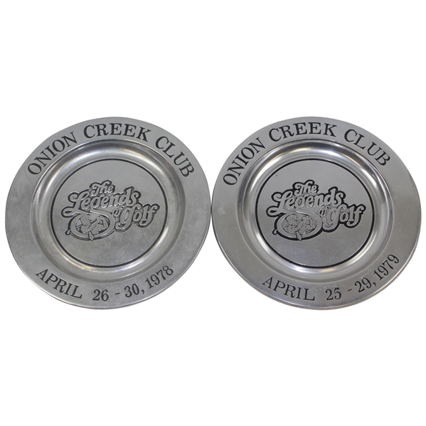1978 & 1979 Legends Of Golf at Onion Creek Club Pewter Plates 
