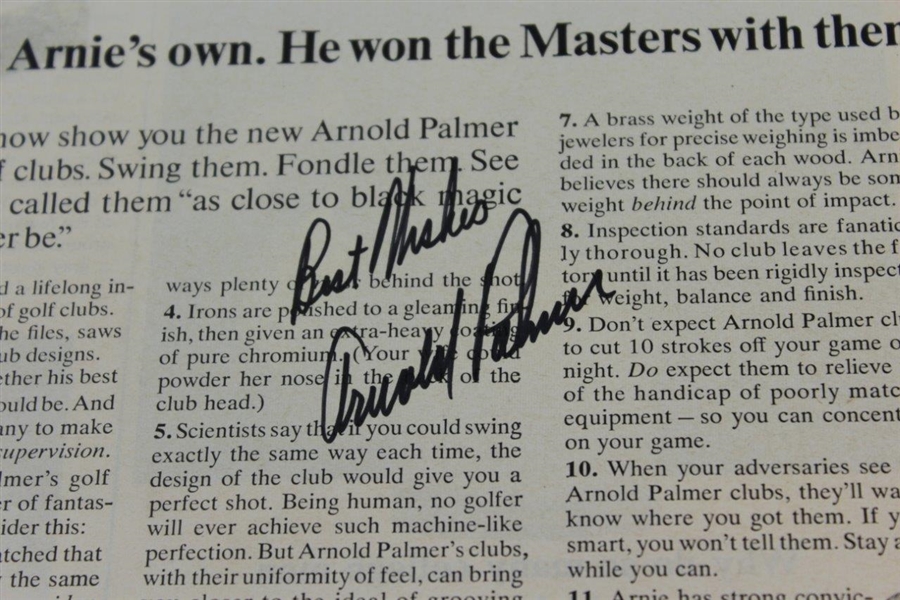 Arnold Palmer Signed Arnold Palmer Golf Club Magazine Page Ad JSA ALOA