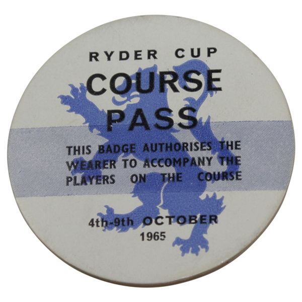1965 Ryder Cup at Royal Birkdale Course Pass Circle Ticket/Badge