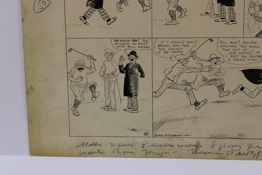 Original Clare Briggs Pen & Ink 'Is Murder, At Times, Really Justifiable' Cartoon Strip For New York Tribune - May 30, 1926