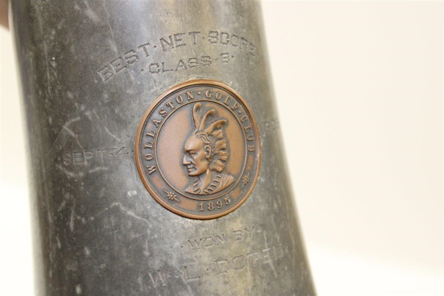 1905 Wollaston Golf Club Class B Best Net Score Stein with Glass Bottom Won by W.L. Doten