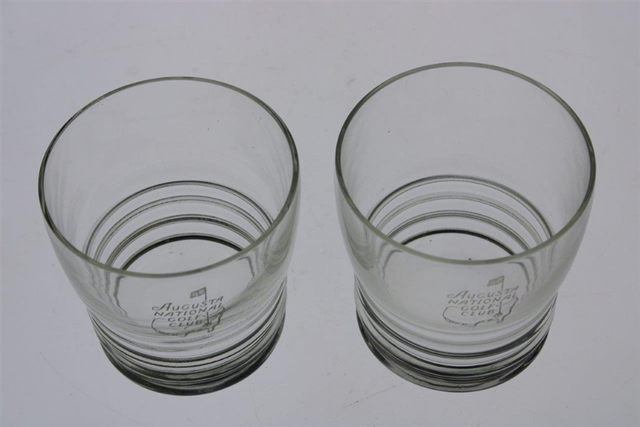 Pair of Augusta National Golf Club Logo Rocks Glasses with Beveled Base