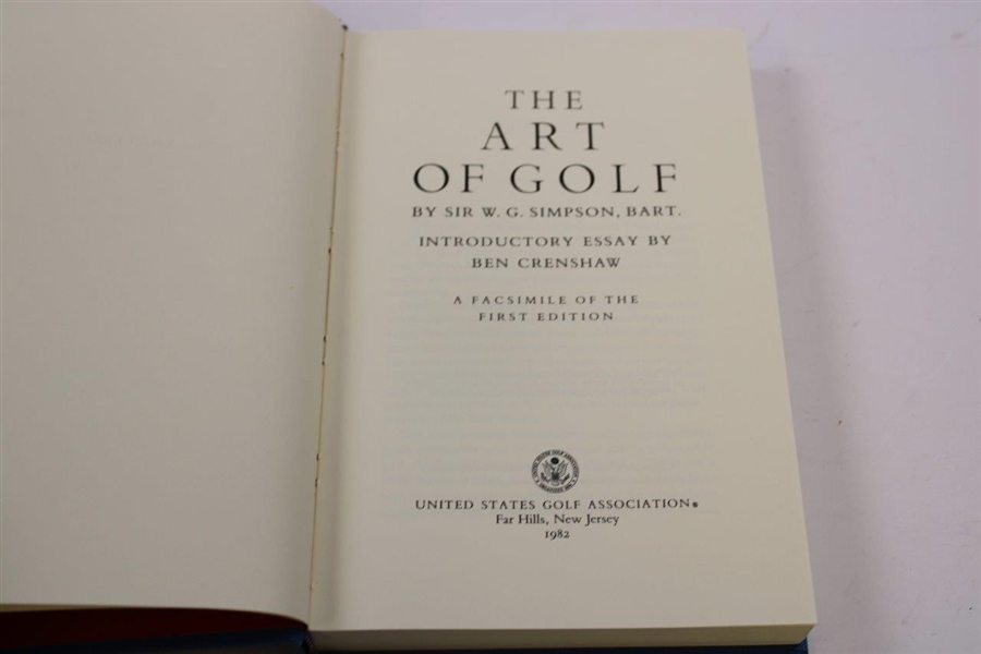 1982 'The Art of Golf' Book by Sir W.G. Simpson Facsimile of First Edition 