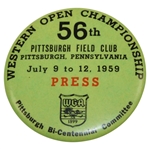 1959 Western Open at Pittsburgh Field Club Press Badge 