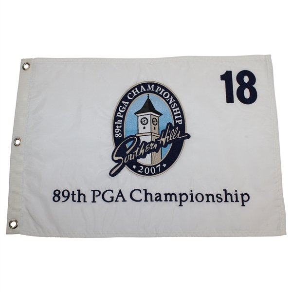 2007 PGA at Southern Hills Embroidered White Flag - Tiger Woods' 13th Major Win