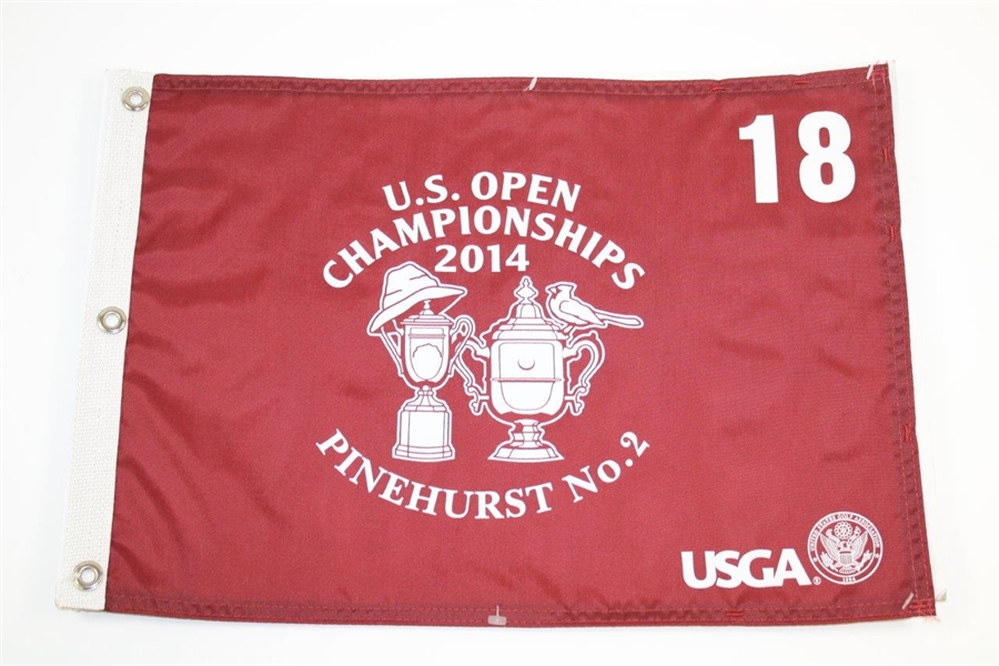 Two (2) 2014 Men's & Women's US Open at Pinehurst Dual Logo Flags - Screen & Embroidered