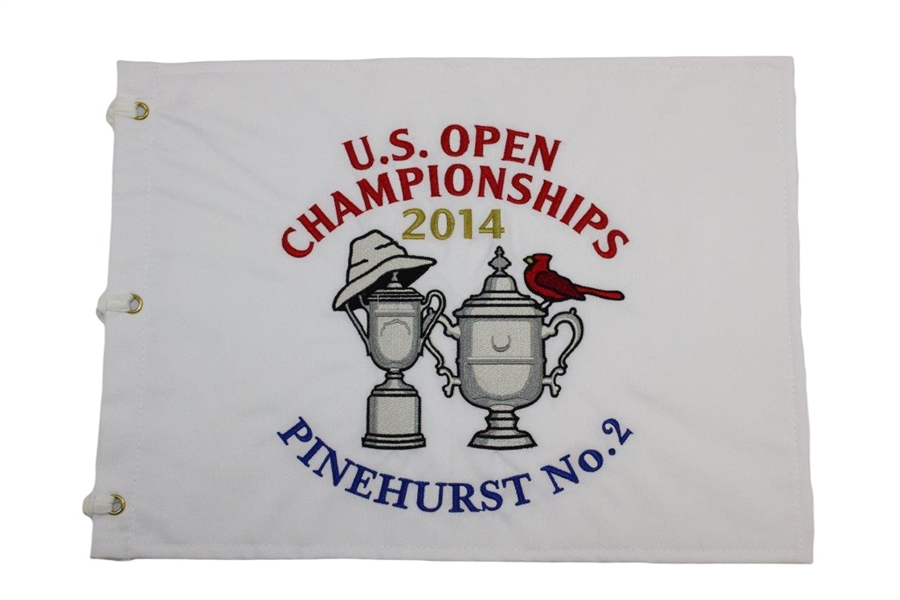 Two (2) 2014 Men's & Women's US Open at Pinehurst Dual Logo Flags - Screen & Embroidered