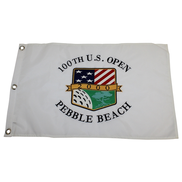 2000 US Open at Pebble Beach Embroidered White Flag - Tiger Woods' 3rd Major Win