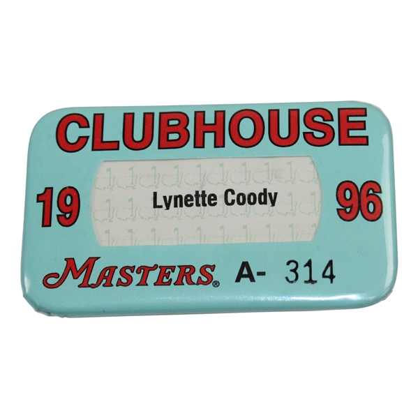 Charles Coody's Wife Lynette Coody's 1996 Masters Clubhouse Badge #A314