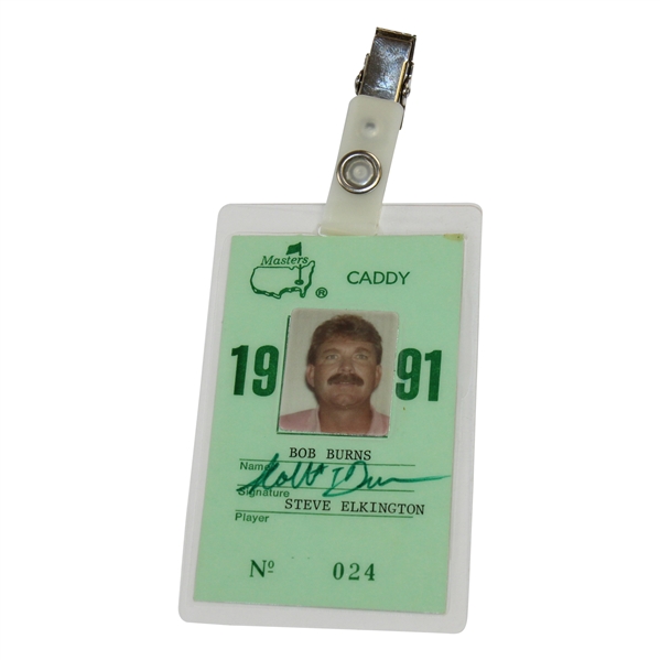 1991 Masters Official Caddie Badge No. 024 (Steve Elkington) - Bob Burns Collection