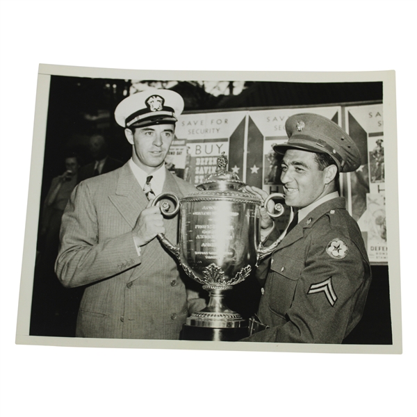 Sam Snead & Jim Turnessa Holding PGA Trophy Wire Photo - 1942