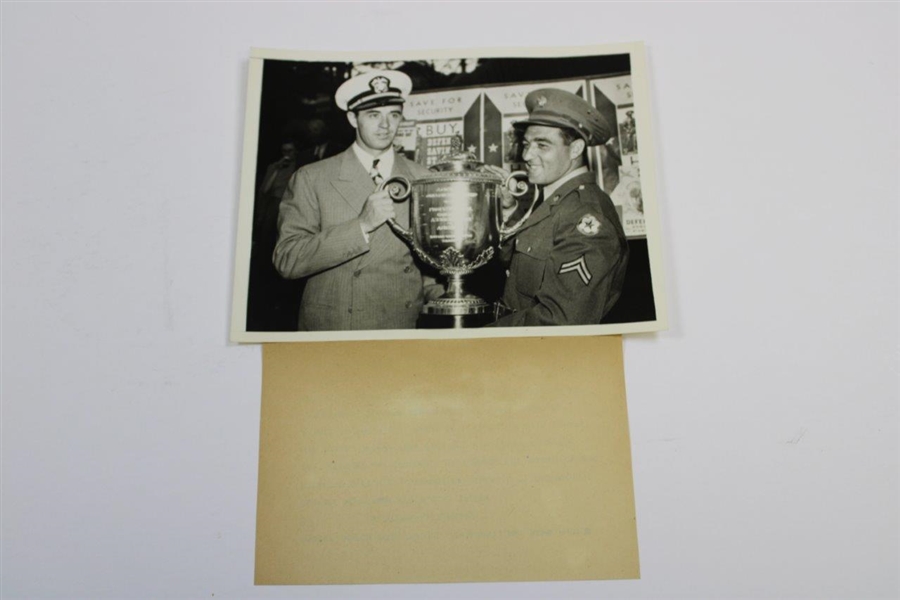 Sam Snead & Jim Turnessa Holding PGA Trophy Wire Photo - 1942