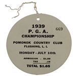 1939 PGA Championship at Pomonok Country Club Monday Ticket #669 - Picard Winner