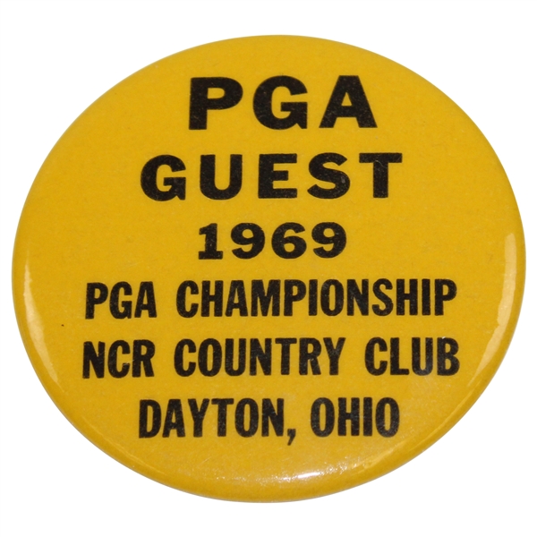 1969 PGA Championship at NCR Country Club Guest Pin Badge - Ray Floyd Winner