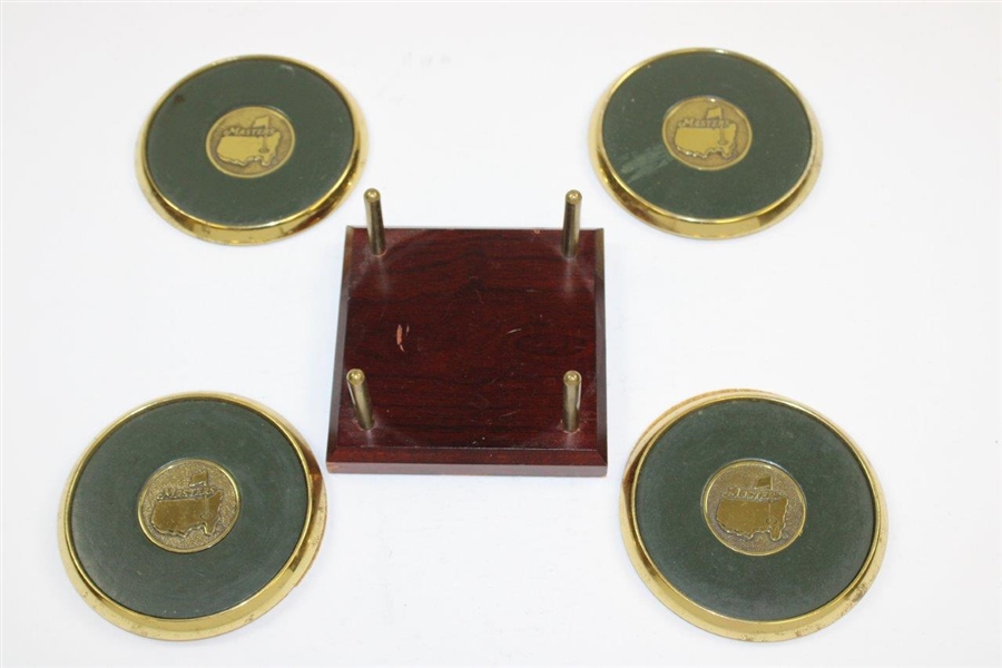 Complete Set of Four (4) Masters Tournament Coasters in Stand - Used Condition