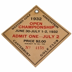 1932 Western Open at Canterbury Golf Club Series Ticket - Walter Hagen Win