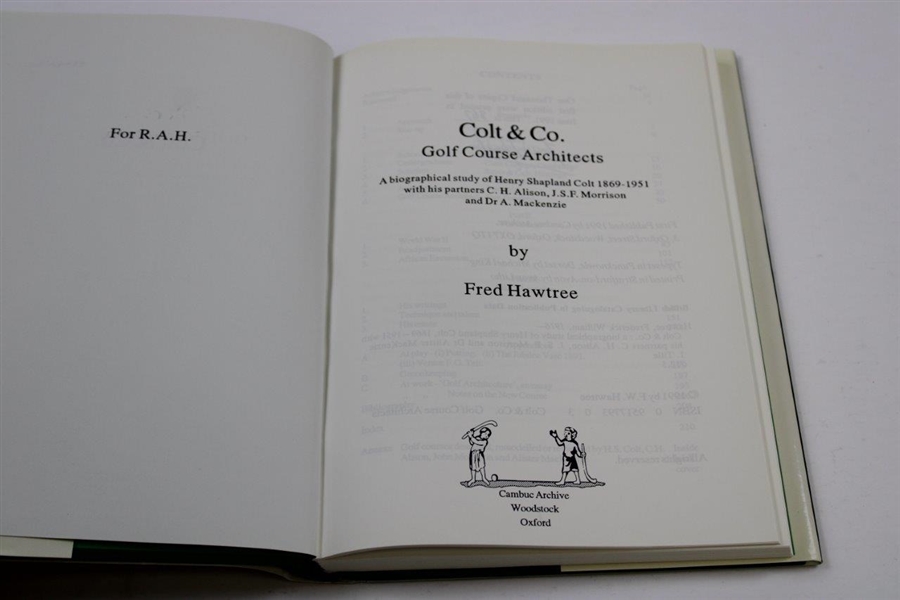 1991 Ltd Ed 'Colt & Co. Golf Course Architects' #867/1000 Book by Fred Hawtree