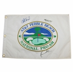 Kevin Costner & Andrew MaGee Signed AT&T Pebble Beach Pro-Am Flag JSA ALOA