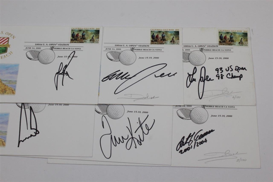 Six (6) US Open Champs Signed Six 100th US Open Pebble First Day Covers JSA ALOA