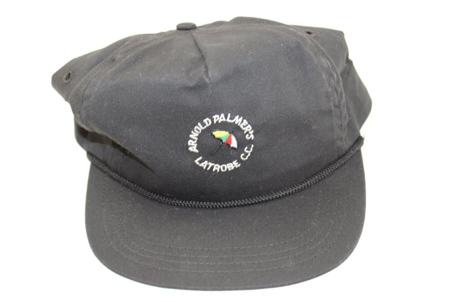 Arnold Palmer Signed Cut with Arnie's Crusade Army Pin & Black Latrobe Hat