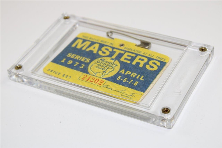 1973 Masters Tournament SERIES Badge #24202 - Tommy Aaron Winner