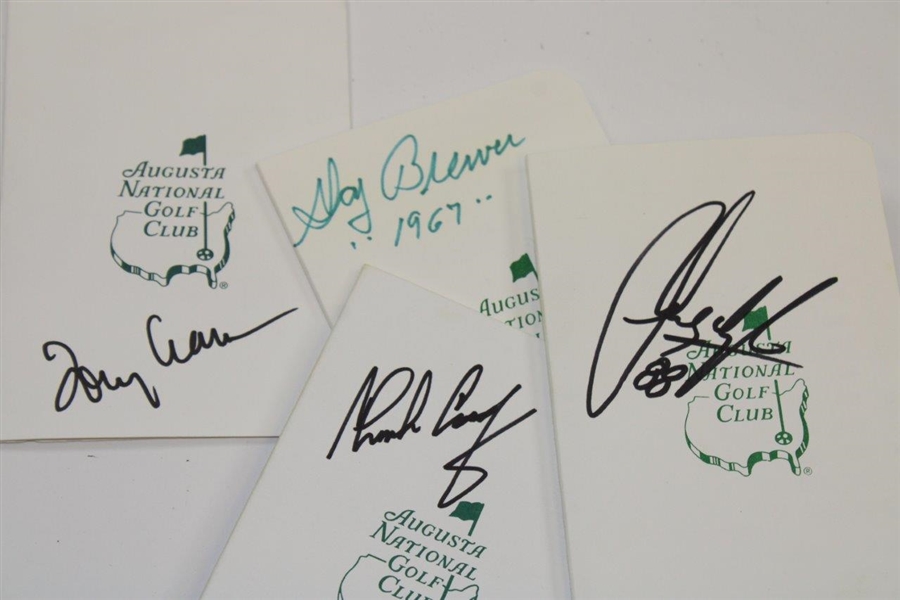 Tommy Aaron, Gay Brewer, Charles Coody & Sandy Lyle Signed Augusta National Golf Club Scorecards JSA ALOA