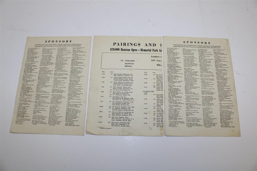 Sam Snead, Dick Mayer, Lew Worsham & others Signed (3) 1953 Houston Invitational Pairing Sheets JSA ALOA