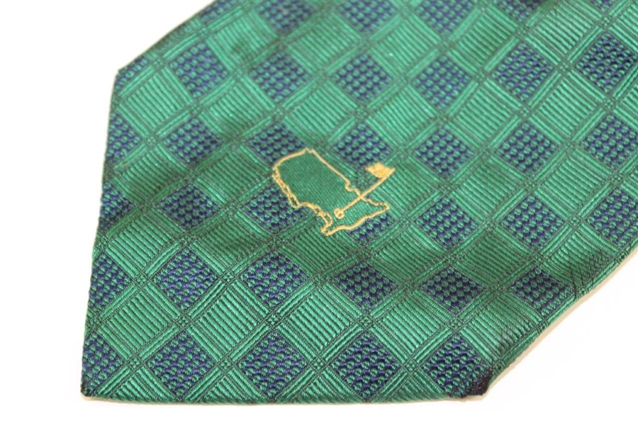 Augusta National Golf Club Green & Navy Squares Necktie - Used