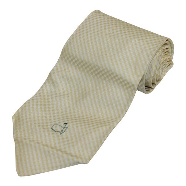 Augusta National Golf Club White & Yellow Trellis Pattern Necktie - Used
