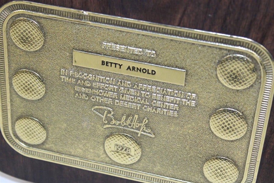 1978 Bob Hope Desert Classic Plaque Award of Appreciation Given To Betty Arnold