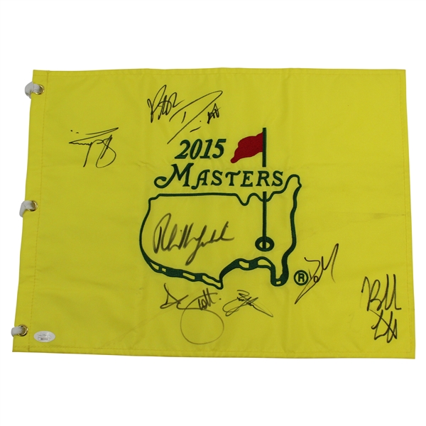 Mickelson, Watson, Scott, Reed, & 4 Others Signed 2015 Masters Flag JSA #BB22900