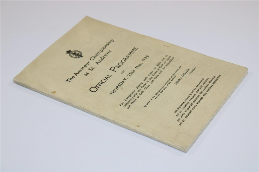 1936 The Amateur Championship at St. Andrews Official Programme