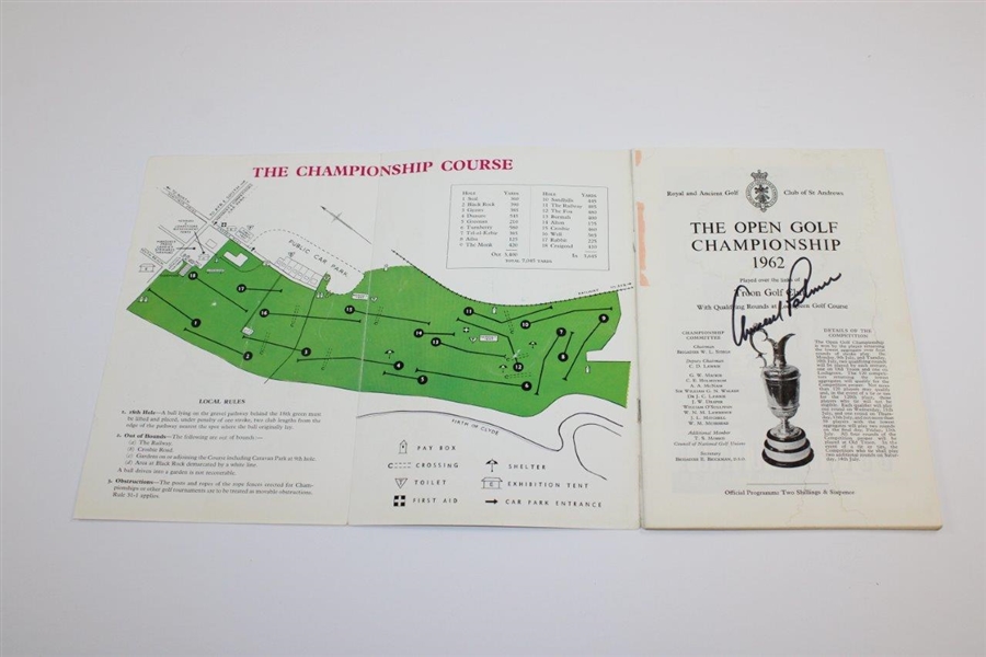 Arnold Palmer Signed 1962 The Open Championship Program with Draw Sheets JSA ALOA