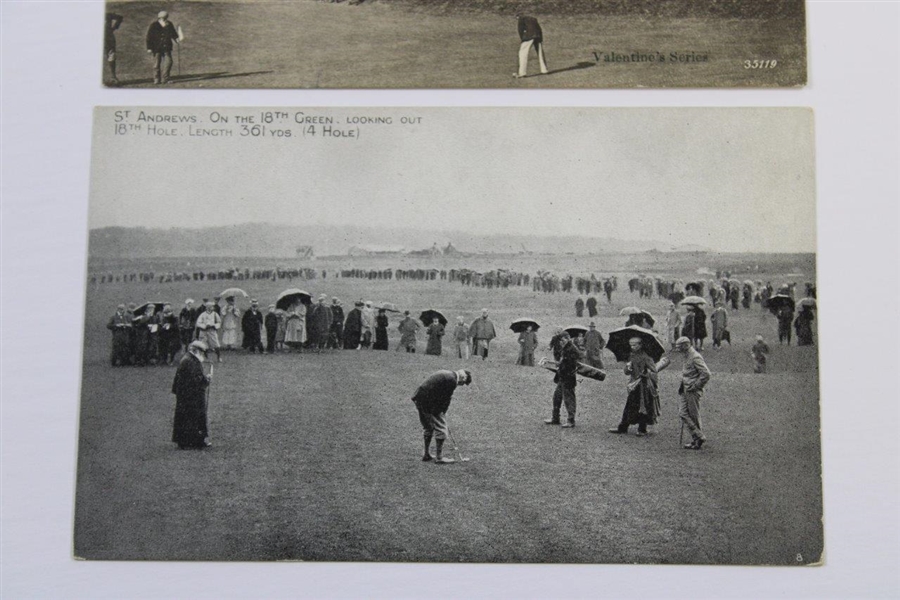 Set of Two (2) Old Tom Morris Postcards - In Front of Club House & 18th Green