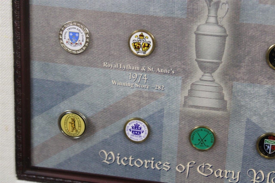 Gary Player's Personal 'Victories of Gary Player' British Open Ball Marker Display - Framed