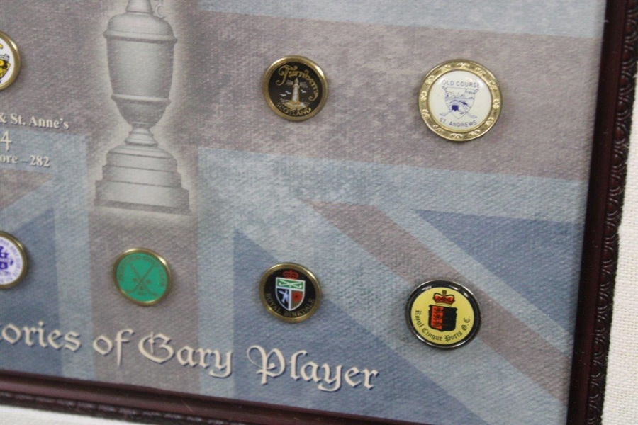 Gary Player's Personal 'Victories of Gary Player' British Open Ball Marker Display - Framed