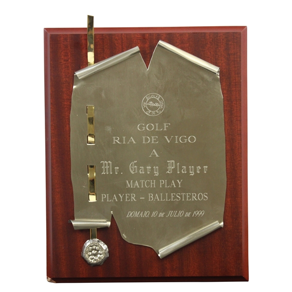 Gary Player's Personal 1999 Golf Ria De Vigo Gary Player Match Play vs Seve Ballesteros Plaque