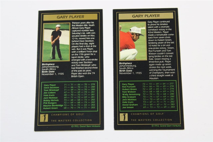 Gary Player's Personal Signed 1974 & 1978 GSV Masters Collection Cards JSA ALOA 