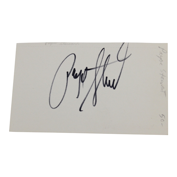Payne Stewart Signed Index Card JSA ALOA