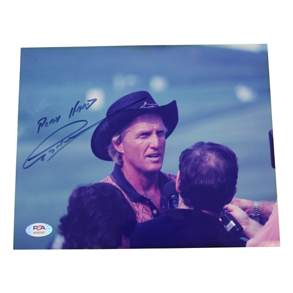 Greg Norman Signed 8x10 Photo with 'Play Hard' PSA #AK88308