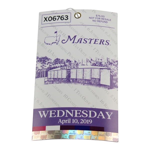2019 Masters Tournament Wednesday Ticket #X06763 - Tiger Woods Win