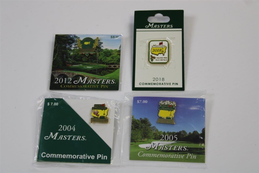 Six (6) Masters Tournament Commemorative Pins - 1999, 2000, 2004, 2005, 2012, & 2018