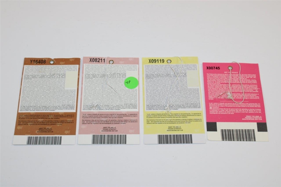 Five (5) Masters Tournament Tickets/Badges - 2013 (x2), 2012, 2014 & 2000