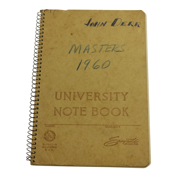 John Derr's Personal 1960 Masters Tournament Notebook - Arnold Palmer Winner