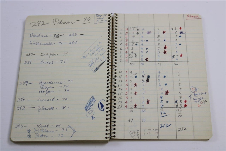 John Derr's Personal 1960 Masters Tournament Notebook - Arnold Palmer Winner