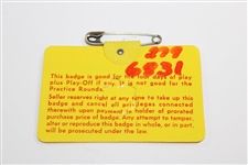 Jack Nicklaus Signed 1975 Masters Tournament SERIES Badge #13911 JSA ALOA